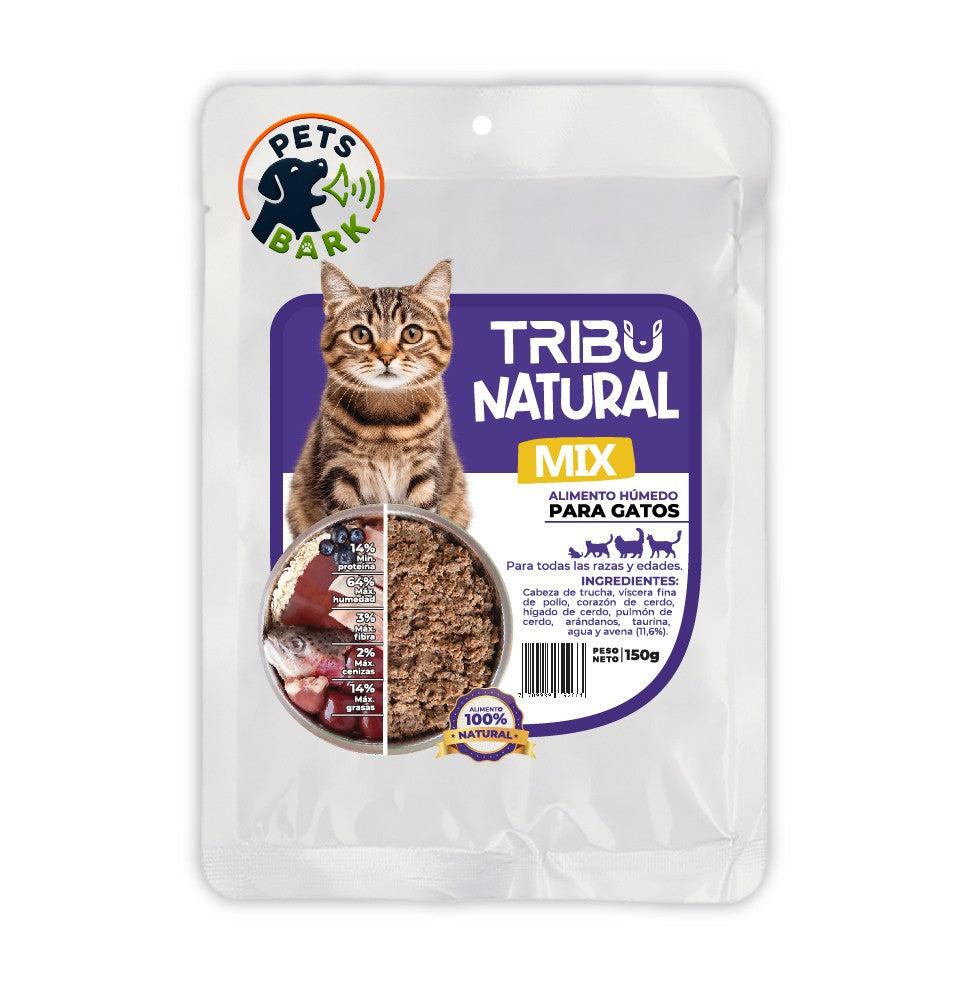 Alimento Natural húmedo Mix de Carnes para gato, 150 gramos